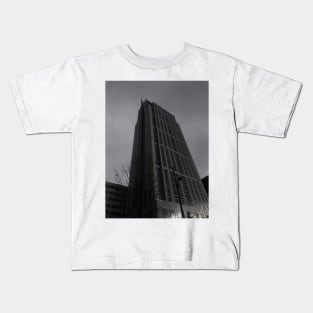 black and white building Kids T-Shirt